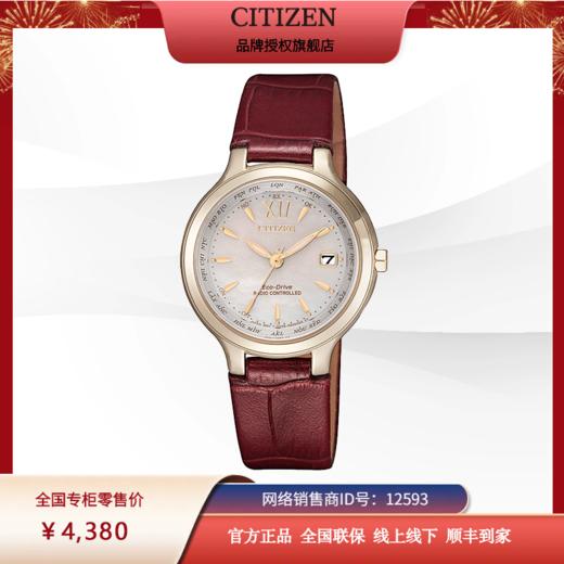 西铁城日本官方正品复古皮带光动能万年历电波女表EC1173-10D 商品图8