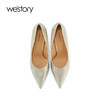 westory春季新款奢华蛇皮高跟鞋女尖头浅口单鞋气质百搭细跟W22AE54011 商品缩略图1