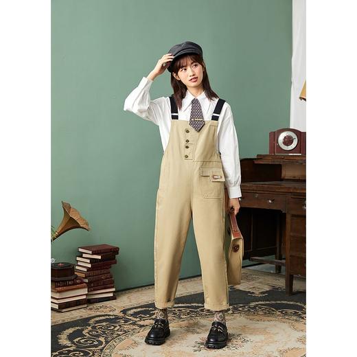 ZIHAN紫涵可爱高腰背带裤纯色贴标休闲裤2022春新款长裤宽松显瘦连体裤Z2Z01AS123 商品图2