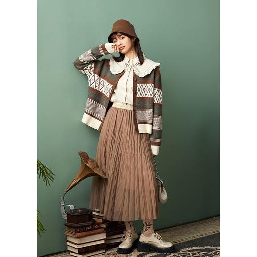 ZIHAN紫涵网纱半身裙女中长款2022春季新款裙子立体压褶气质纯色半身裙Z2Z01AS137 商品图2