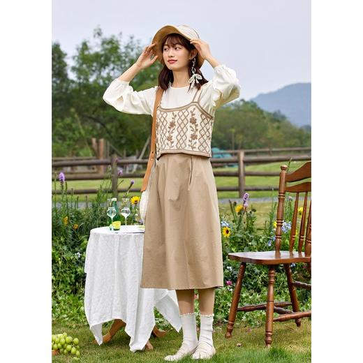 ZIHAN紫涵森系时尚裙子三件套女2022春新品针织背心纯色打底半身裙套装Z2Z01ZS523 商品图1