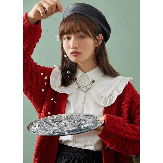 ZIHAN紫涵简约纯色针织开衫2022春季新款基础百搭花朵毛衣粗织提花外套Z2Z01AS199 商品图2