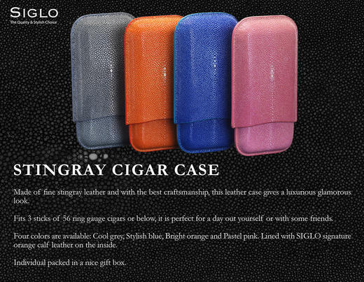 Siglo Stingray Cigar Case世纪雪茄皮套3支装 珍珠鱼皮 手工缝制 商品图0