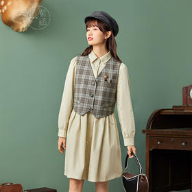 ZIHAN紫涵气质套装连衣裙女2022春季新品中长款西装马甲复古气质两件套Z2Z01AS127