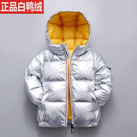 【时尚舒适】新款儿童羽绒服男童女童宝宝银色太空服加厚中大童连帽羽绒 商品图7