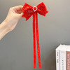 【新年蝴蝶结发夹】喜庆红色蝴蝶结发夹儿童女童过年新年流苏发卡发饰头饰女宝宝超仙飘带 商品缩略图9