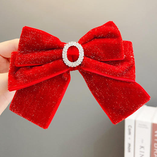 【新年蝴蝶结发夹】喜庆红色蝴蝶结发夹儿童女童过年新年流苏发卡发饰头饰女宝宝超仙飘带 商品图13