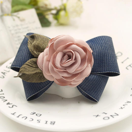 布艺韩国唯美时尚蝴蝶结花朵发夹发饰 商品图3