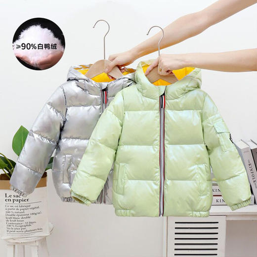 【时尚舒适】新款儿童羽绒服男童女童宝宝银色太空服加厚中大童连帽羽绒 商品图1
