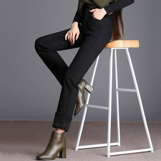 TZF-MDXS220101新款时尚气质休闲宽松加绒直筒牛仔裤 商品图2