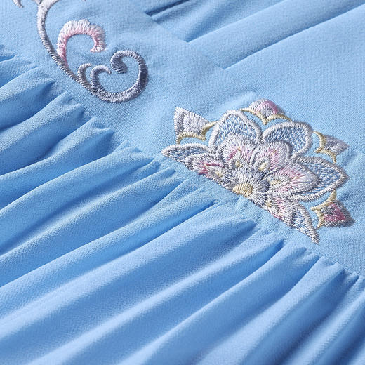 复古民族风，V领刺绣连衣裙百褶裙大摆飘逸裙OG-99896 商品图3