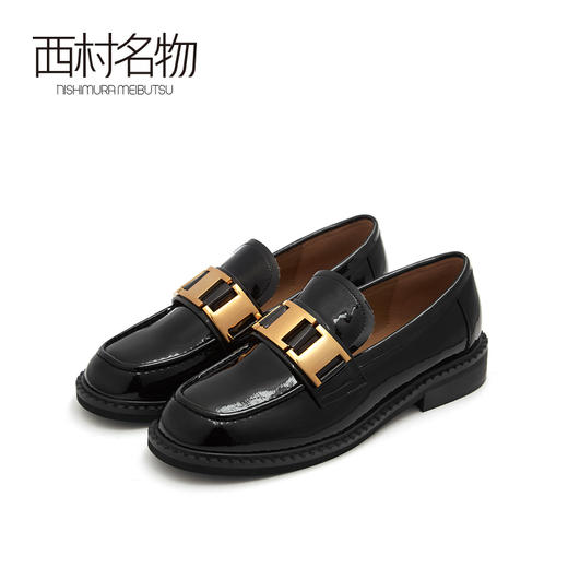 西村名物2021春季新品专柜同款知性中性一脚蹬漆皮复古单鞋T21AM11891 商品图0