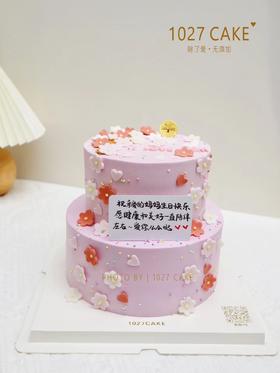 1027CAKE | 双层紫色系 优雅款式  翻糖花 简洁