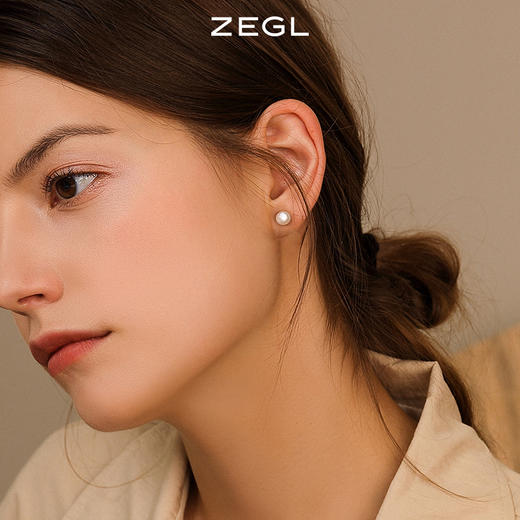 ZEGL天然珍珠耳钉女小巧气质耳环简约2021年新款925银针秋冬耳饰 商品图6