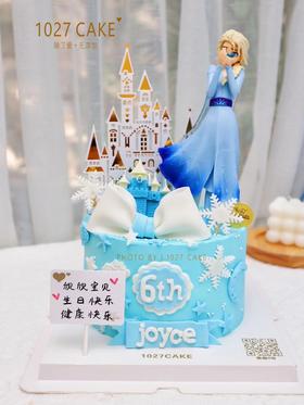 1027CAKE | 翻糖蝴蝶结 蓝色系 冰雪奇缘主题 爱莎蛋糕