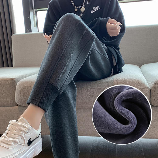 韩版宽松大码复合加绒加厚束脚哈伦卫裤女 YX0996 商品图0