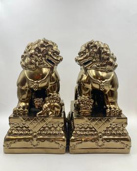 黄玉龙/故宫狮/金/对