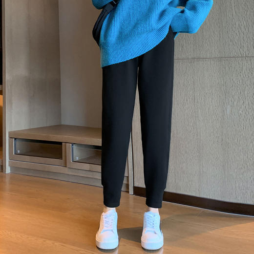 韩版宽松大码复合加绒加厚束脚哈伦卫裤女 YX0996 商品图1