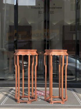 红桥红  家具严选  缅甸花梨（大果紫檀）【葵形带托泥 六足香几】