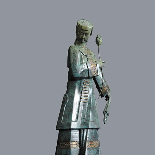 宇达青铜摆件 简锡昭作品《清莲》艺术装饰摆件  高45cm 商品图0