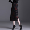 TY79110  新款复古秋冬印花毛呢修身民族风盘扣开叉一步半身裙 商品缩略图1