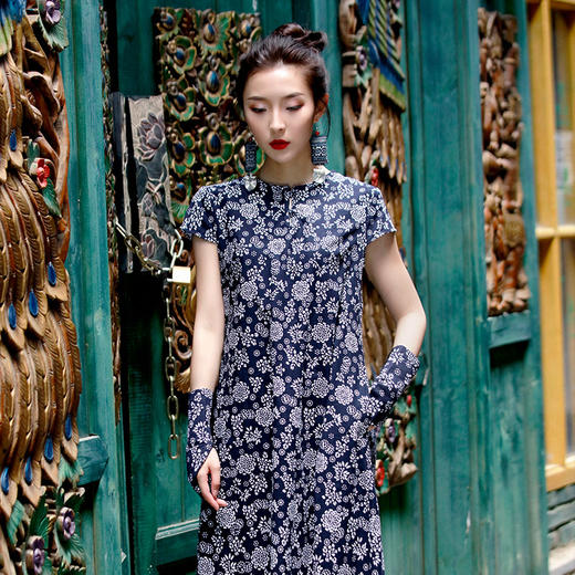 东篱把酒印花连衣裙  |现货加急发 |杨丽萍老师同款 商品图4