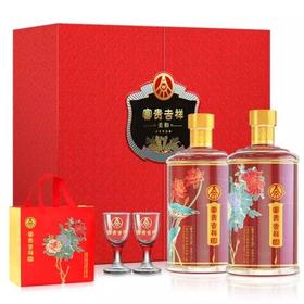 五粮液富贵吉祥（柔和）双支装 52度 500ml×2  两瓶礼盒装销售 带酒杯