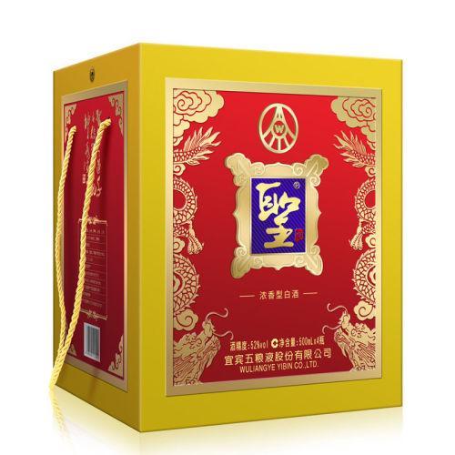 五粮液圣酒玉玺 琥珀金礼盒装 52度 浓香型白酒 500ml×4瓶礼盒装 商品图1