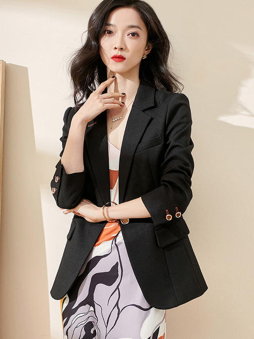 米思阳2026春季新款通勤休闲职场OL西装女修身显瘦一粒扣外套0046 商品图1