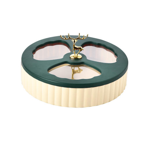 【情调生活 多功能省空间】北欧轻奢麋鹿果盘 家用客厅分隔带盖干果盘 创意现代多层糖果零食盒 商品图8