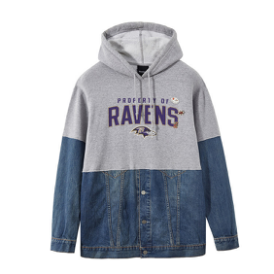 DDVR/岚褛 牛仔连帽拼接hoodie