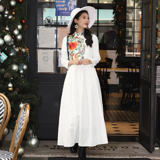 镜花刺绣大摆连衣裙 | 杨丽萍老师同款 | 现货加急发| 长短袖 商品图1