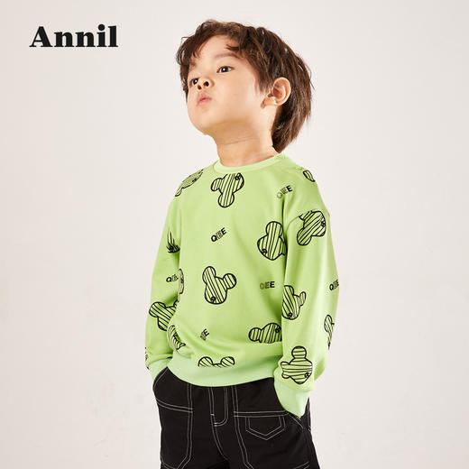 安奈儿【QEE系列IP联名】男童圆领长袖卫衣xb211543 商品图2
