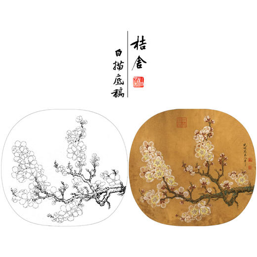 【有步骤、大彩图】李晓明工笔画白描底稿小品《杏花图》初学者临摹花鸟线稿KL11 商品图0