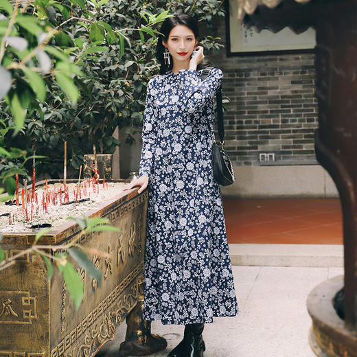 东篱把酒印花连衣裙  |现货加急发 |杨丽萍老师同款 商品图3