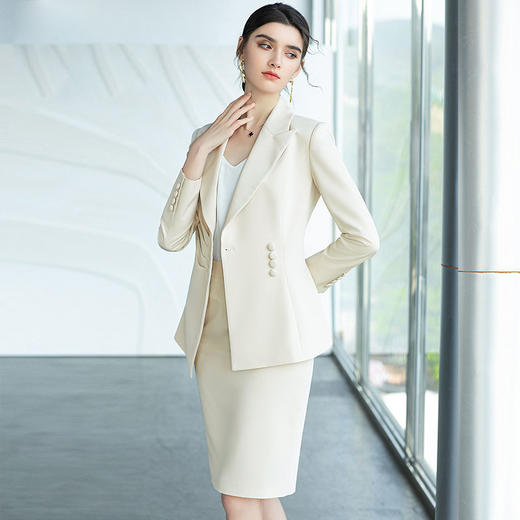 IWY/米白色新款职业套装气质女神范主持人正装修身显瘦西服CP1488 商品图7