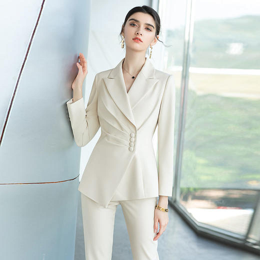 IWY/米白色新款职业套装气质女神范主持人正装修身显瘦西服CP1488 商品图4