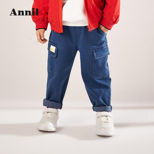 安奈儿男童全腰针织牛仔单裤xb216536 商品图1