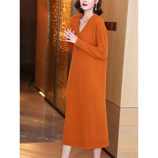 AA  XH法式v领显瘦连衣裙女人味时尚气质 商品图2