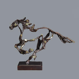 宇达青铜摆件 黎明作品《墨马》艺术装饰摆件  长47cm