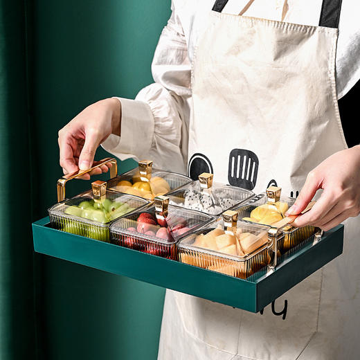 【多功能轻奢果盘 整齐有序不串味】新款北欧分格果盘点心分格拼盘客厅透明水果盘家用零食干果盘 商品图0