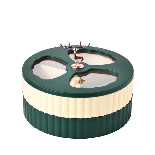 【情调生活 多功能省空间】北欧轻奢麋鹿果盘 家用客厅分隔带盖干果盘 创意现代多层糖果零食盒 商品图4