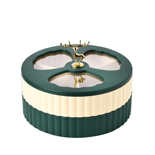 【情调生活 多功能省空间】北欧轻奢麋鹿果盘 家用客厅分隔带盖干果盘 创意现代多层糖果零食盒 商品图5