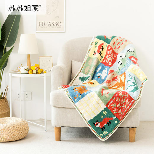 苏苏姐家四季森林提花毯手工diy棒针编织毯子毛线团材料包鑌 商品图0
