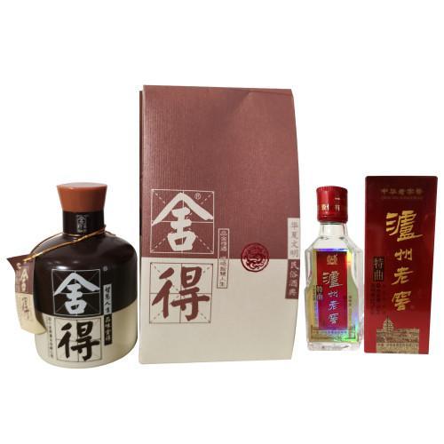 【小酒版】舍得 2007年产 52度 100ml 、泸州老窖特曲 52度 2017年产 50ml 小酒版一组2瓶 商品图0