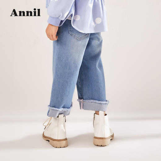 安奈儿女童全腰梭织牛仔单裤xg216515 商品图3