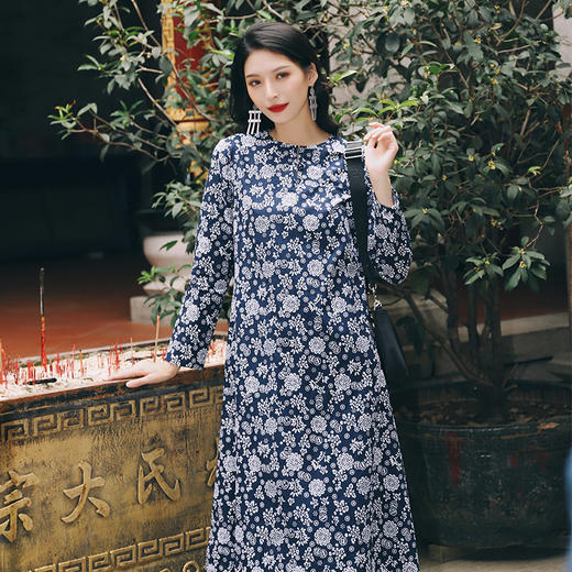 东篱把酒印花连衣裙  |现货加急发 |杨丽萍老师同款 商品图2