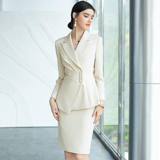 IWY/米白色新款职业套装气质女神范主持人正装修身显瘦西服CP1488 商品图6