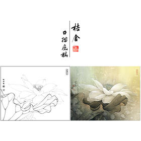 【有步骤、大彩图】李晓明工笔画白底描斗方小品《荷韵生辉》荷花初学者临摹花鸟线稿KL24