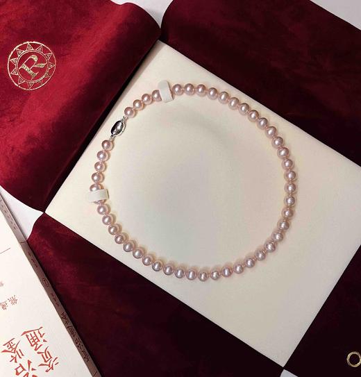 CLASSIC系列 直径7.5-8.5mm天然粉橙色淡水珍珠 项链 商品图2